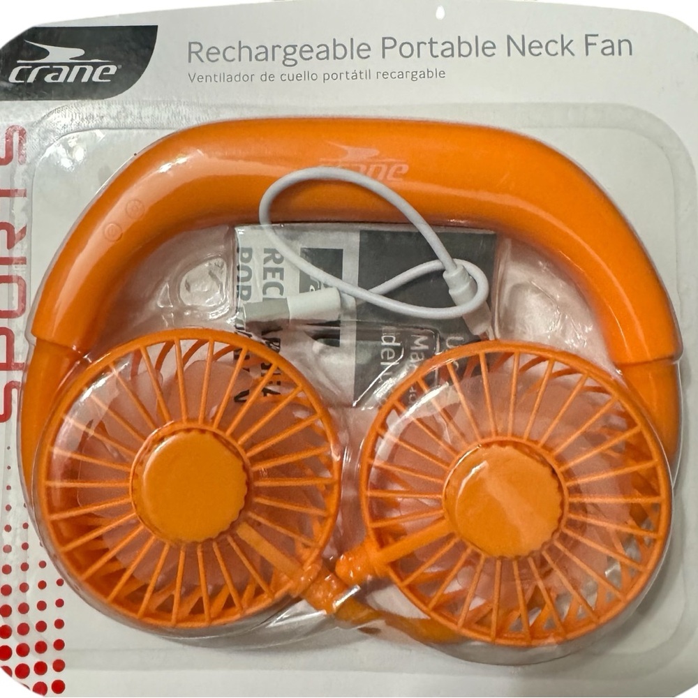 Rechargeable Portable Neck Fan ~ Orange & Yellow